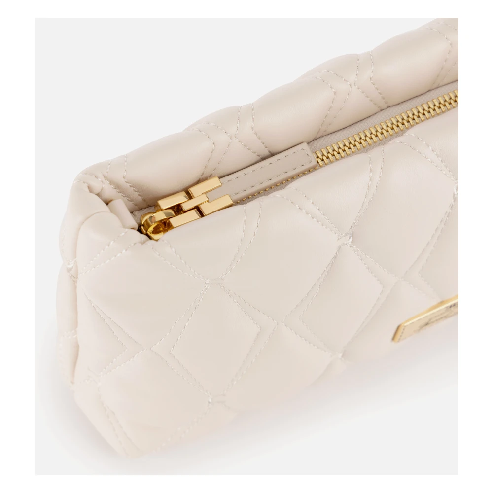 Elisabetta Franchi Geëmbosseerde Stoffen Clutch met Gouden Logo Pink Dames