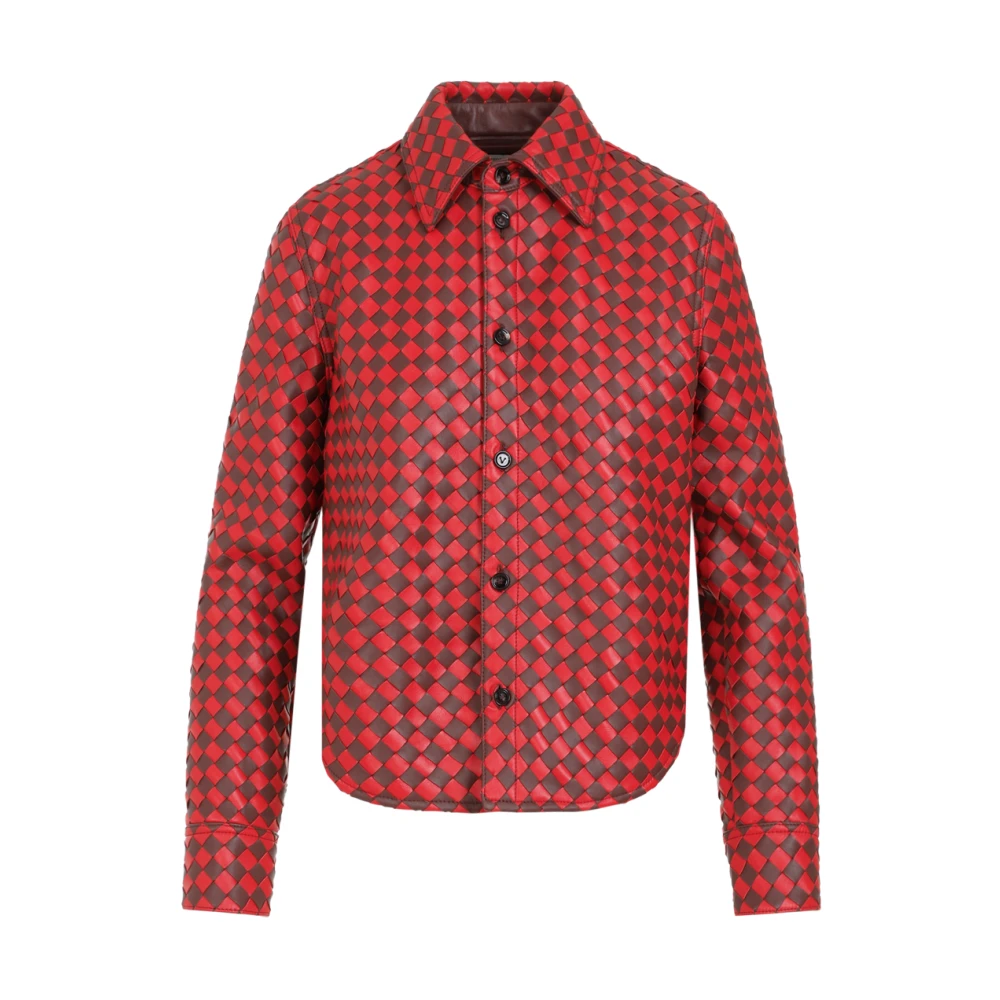 Bottega Veneta Multicolor Leren Shirt Rok Red Dames