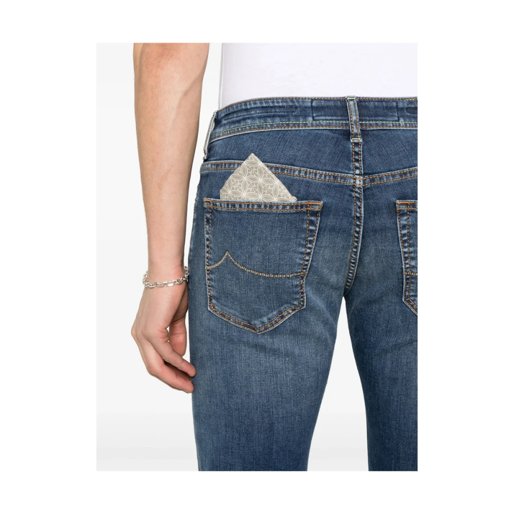 Jacob Cohën Indigo Blauwe Klassieke Vijf Zak Jeans Blue Heren