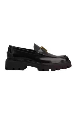 Svarta läderloafers med logotyp