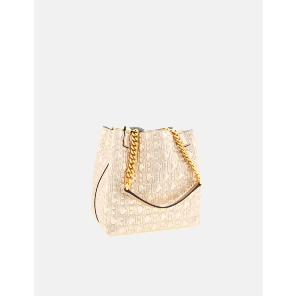 Carolina Herrera Matryoshka Chain XS Platino Tas Beige Dames