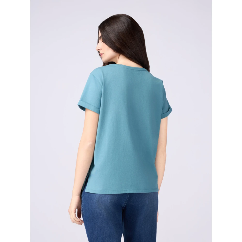 Oltre T-shirt met paillettenborduursel Blue Dames