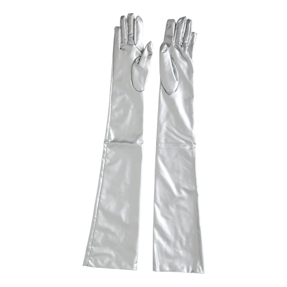 Dolce & Gabbana Zilveren Ellebooglengte Spandex Handschoenen Gray Dames