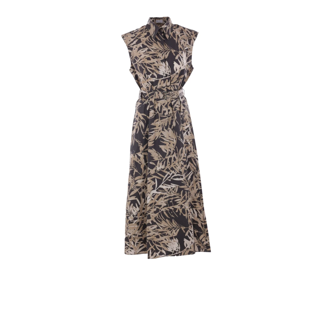 BRUNELLO CUCINELLI Grafische Print Katoenen Jurk Multicolor Dames