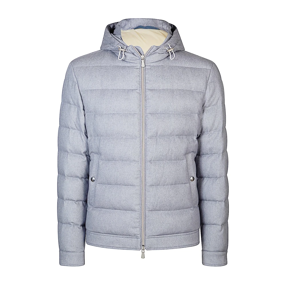 Eleventy Men's Blue Silk Cashmere Hooded Jacket
