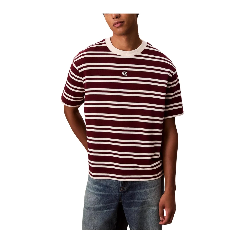 Calvin Klein Jeans Men's Red T-Shirts, 2XL, Short Sleeve Round Neck T-Shirt