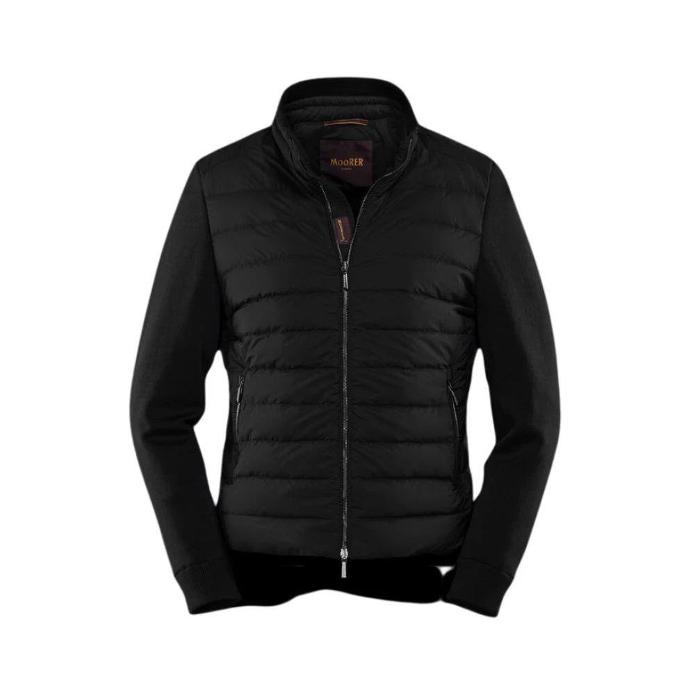 Moorer Men's Black Light Jackets, M, Quilted Goose Down Blouson With Sporty Knit