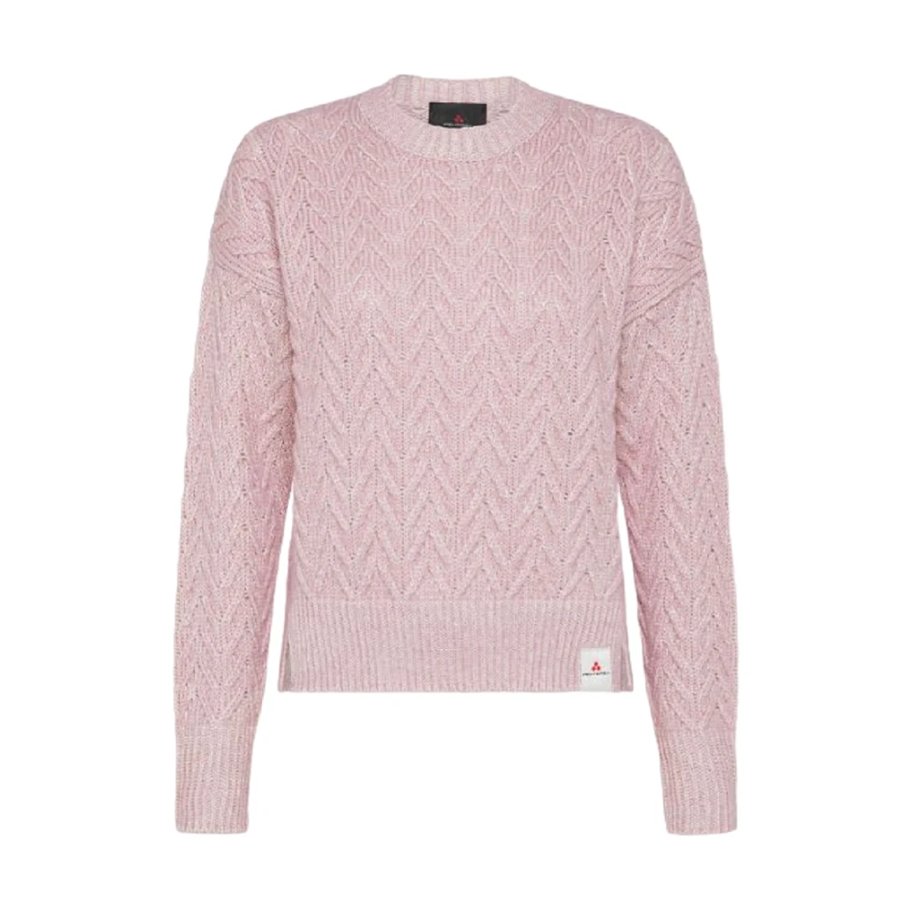 Peuterey Rosa Alpacka Bomullströja med Herringbone Mönster Pink, Dam