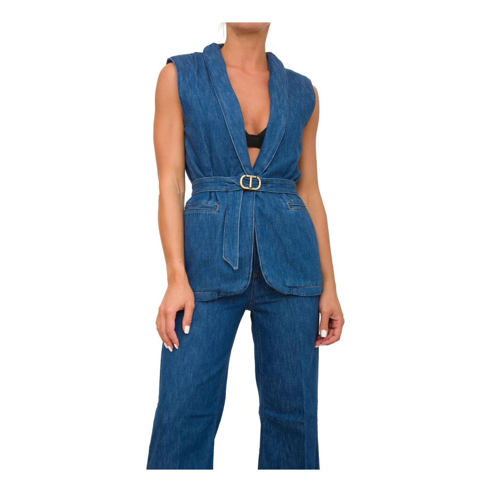Twinset Denim Blauw Vest Blue Dames