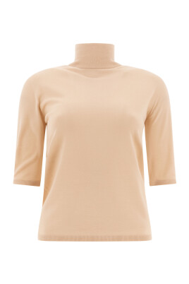 pull-a-col-roule-beige-couleur-unie
