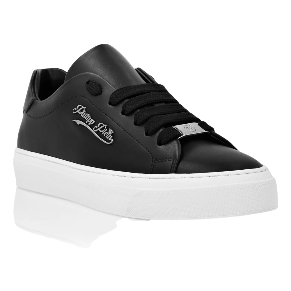 Philipp Plein Nappa Leather Lo-Top Sneakers Signature unisex Schoenen Zwart