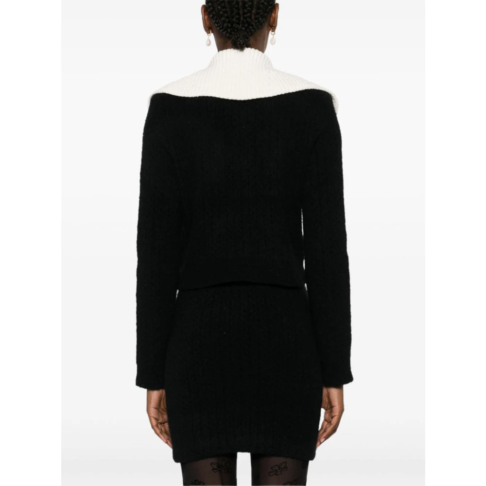 Self Portrait Alpaca Woltrui met Contrasterende Rand Black Dames