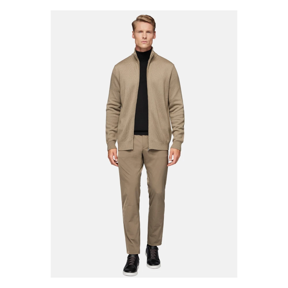 Boggi Milano Merino Wol Full Zip 7 Gg Blue Heren