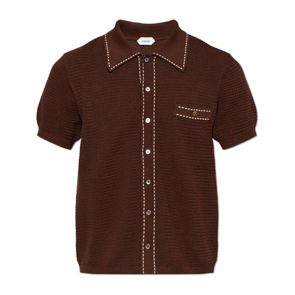 Versace Uomo Marrone - Cotton Knit Shirt - Knitwear - S