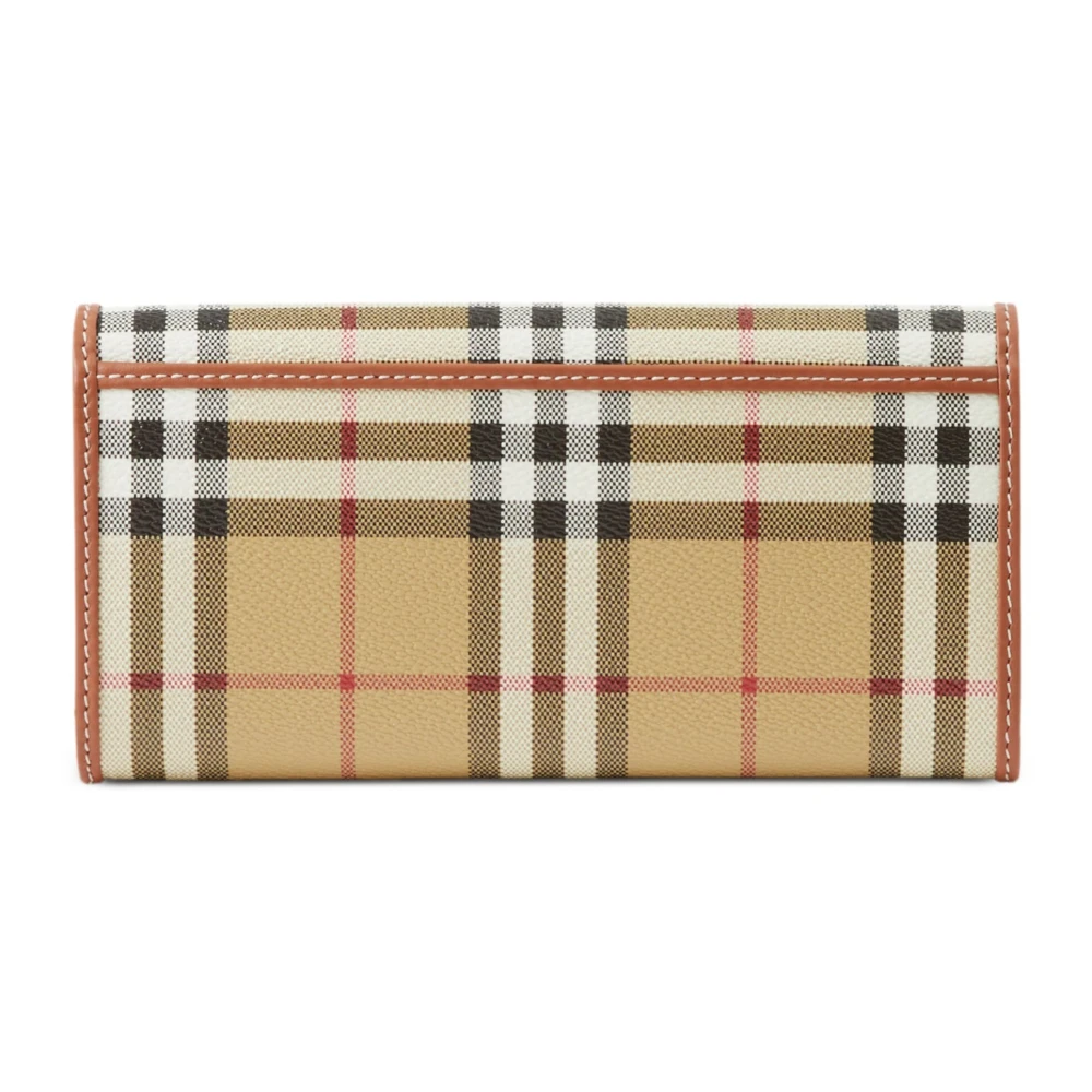 Burberry Geruite Continental Portemonnee Beige Dames