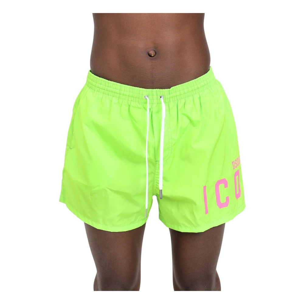 Dsquared2 Men's Green Beachwear, Xl, Neon Swim Shorts