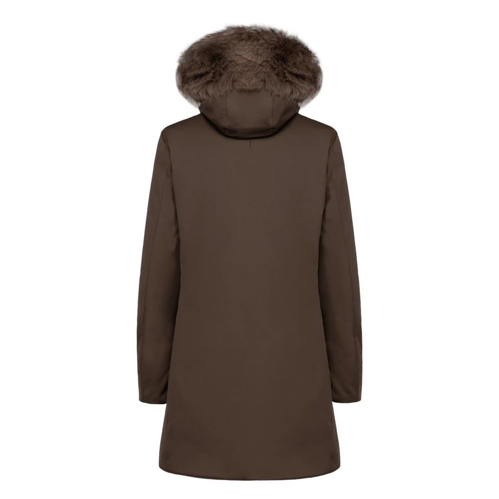 People of Shibuya Technische parka met afneembare bontcapuchon Brown Dames