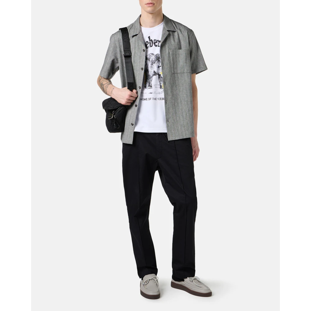 Iceberg Wit regular fit T-shirt van GOTS-gecertificeerde interlockstof White Heren