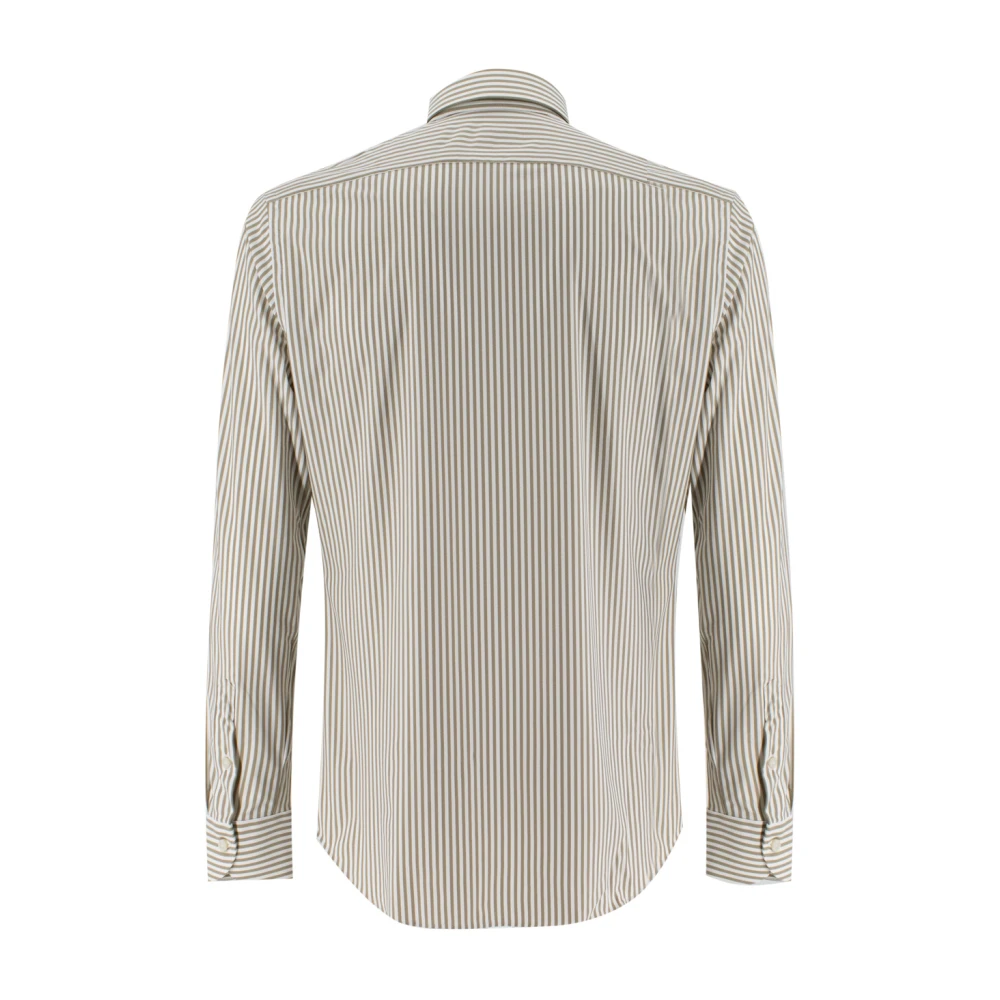 Xacus Sportief Gestreept Overhemd met Franse Kraag Beige Heren