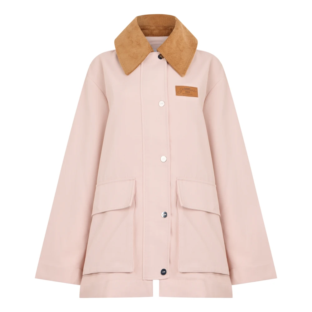 Ganni Twill Jacket - Female - Light Jackets - Pink - S/M - Jackets