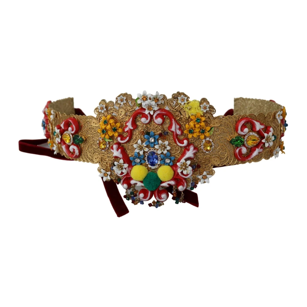 Dolce & Gabbana Donna Multicolor Cintura In Vita Con Cristalli E Fiori