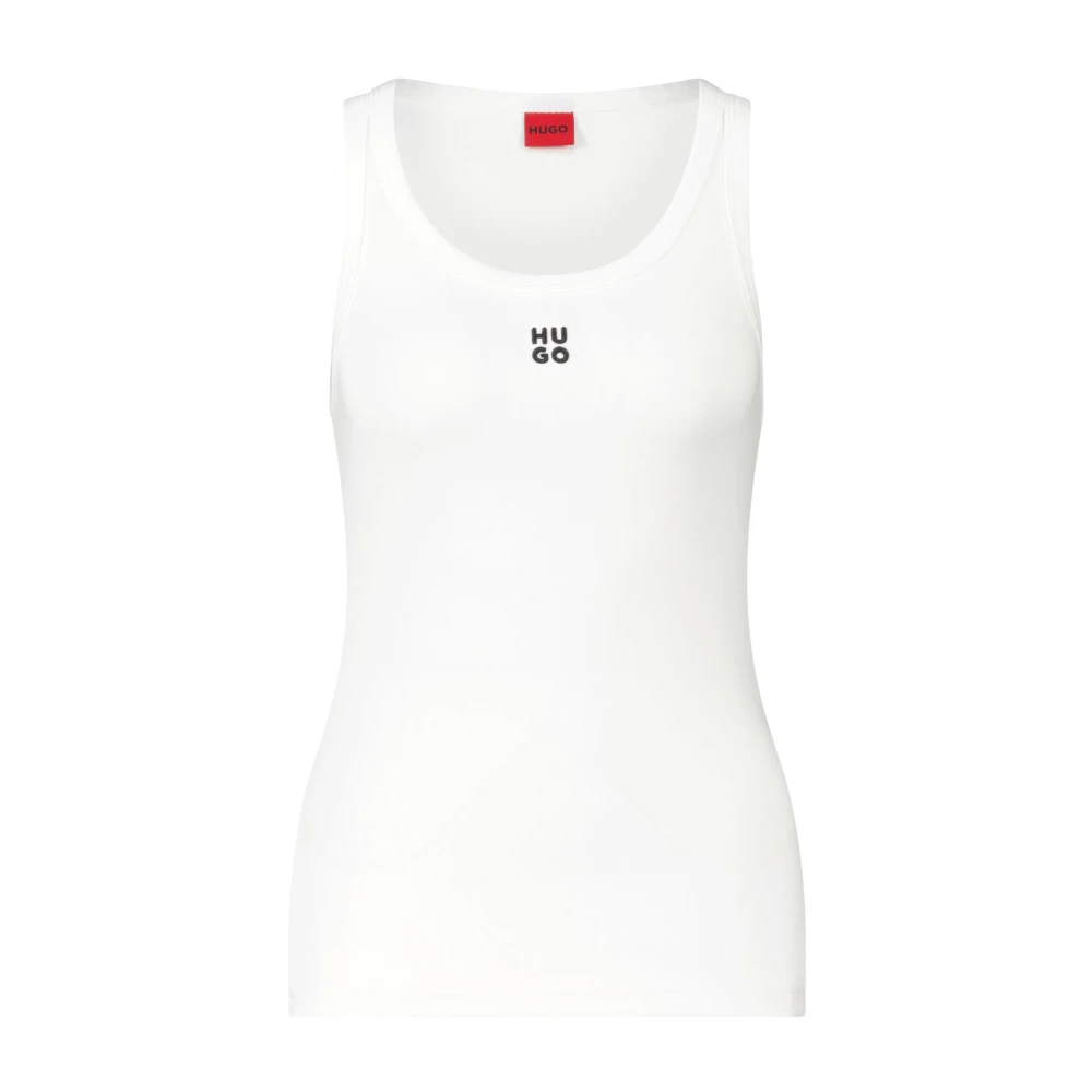 Hugo Boss Stijlvol Logo Geborduurd Hemdje White Dames