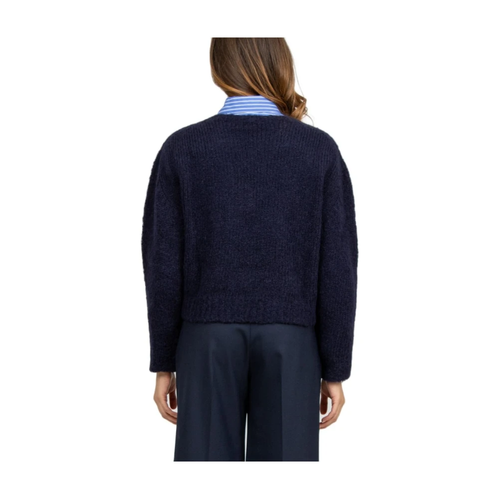Tela Blauwe Alpaca Trui Ronde Hals Blue Dames