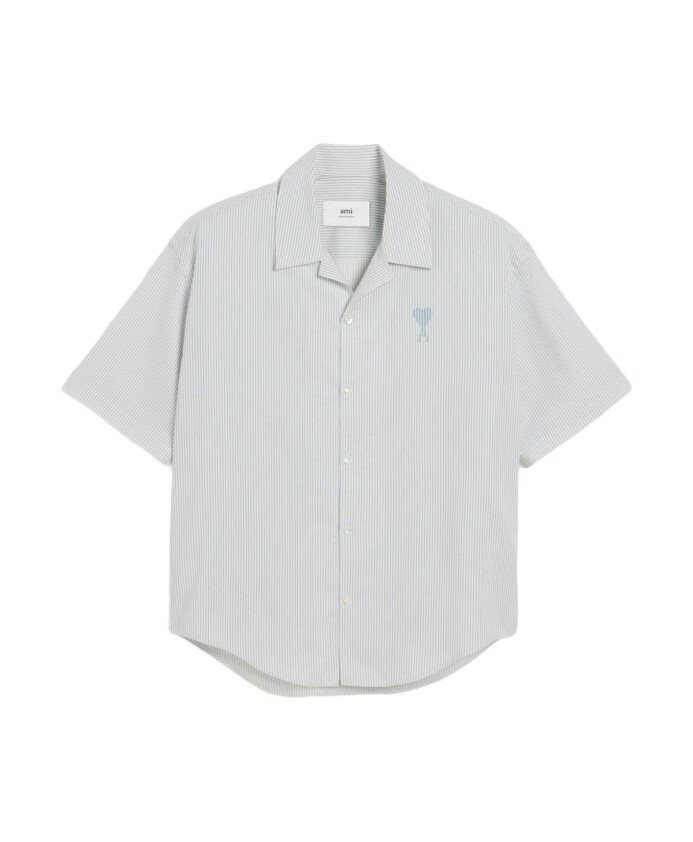 chemise-a-manches-courtes-col-cubain-motif-logo