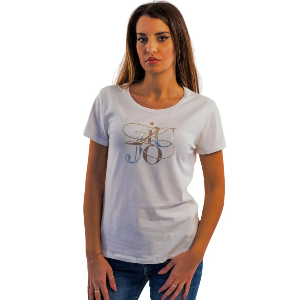 Liu Jo Logo Rhinestone T-shirt Ta4136-Js003 White Dames