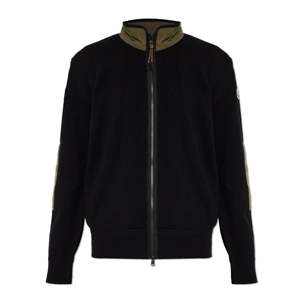 Moncler Mannelijk Zwart Truien & Vesten Heren, L, Katoen, High-Neck Zip-Up Cardigan