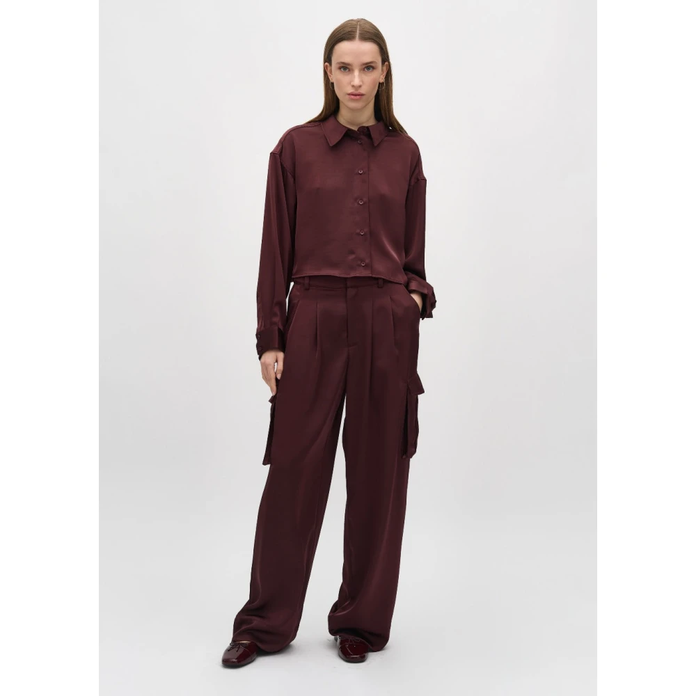 MbyM Rode Satijnen Cropped Blouse Emele Red Dames
