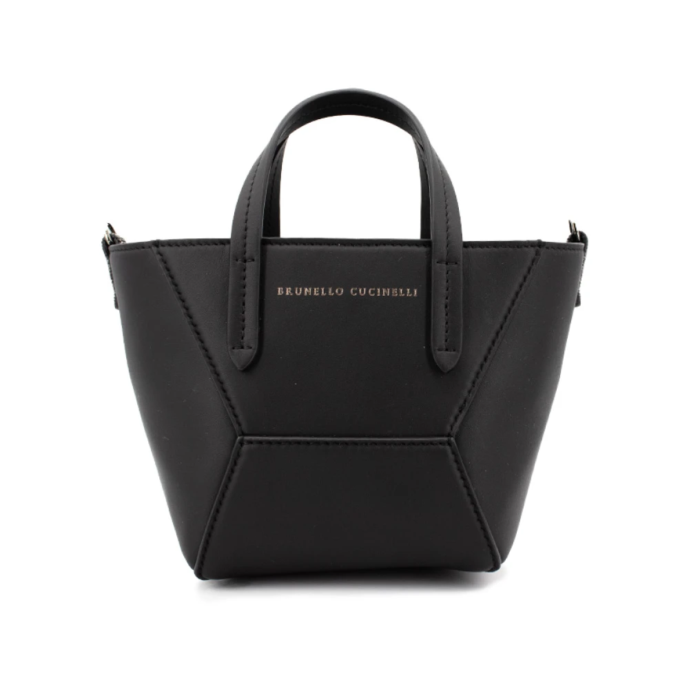 BRUNELLO CUCINELLI Zachte leren handtas met juweelborduursels Black Dames
