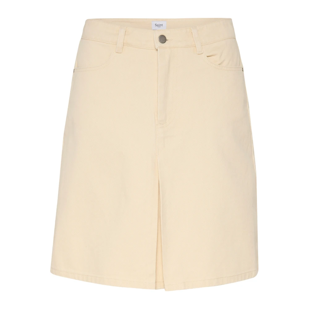 Saint Tropez Denim Rok in Creme Beige Dames