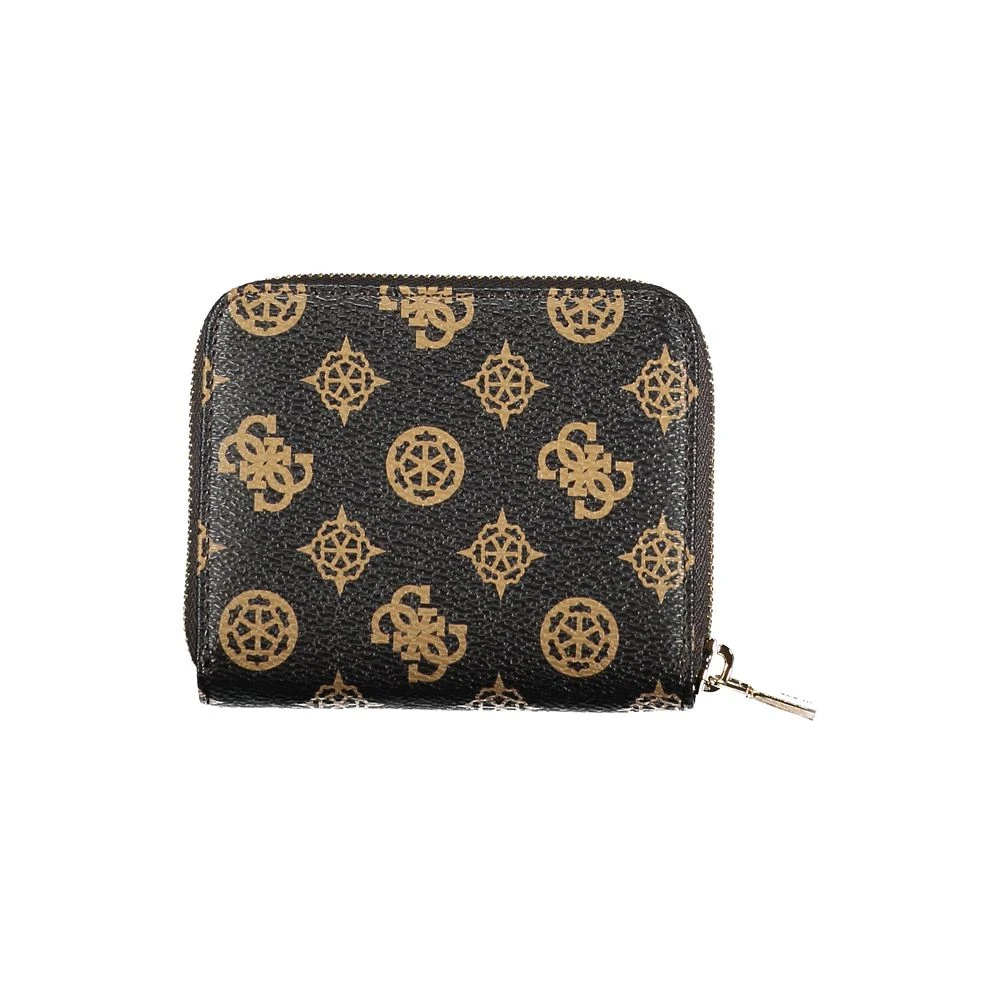 Guess Bruine Polyethyleen Portemonnee met Rits en Logo Brown Dames