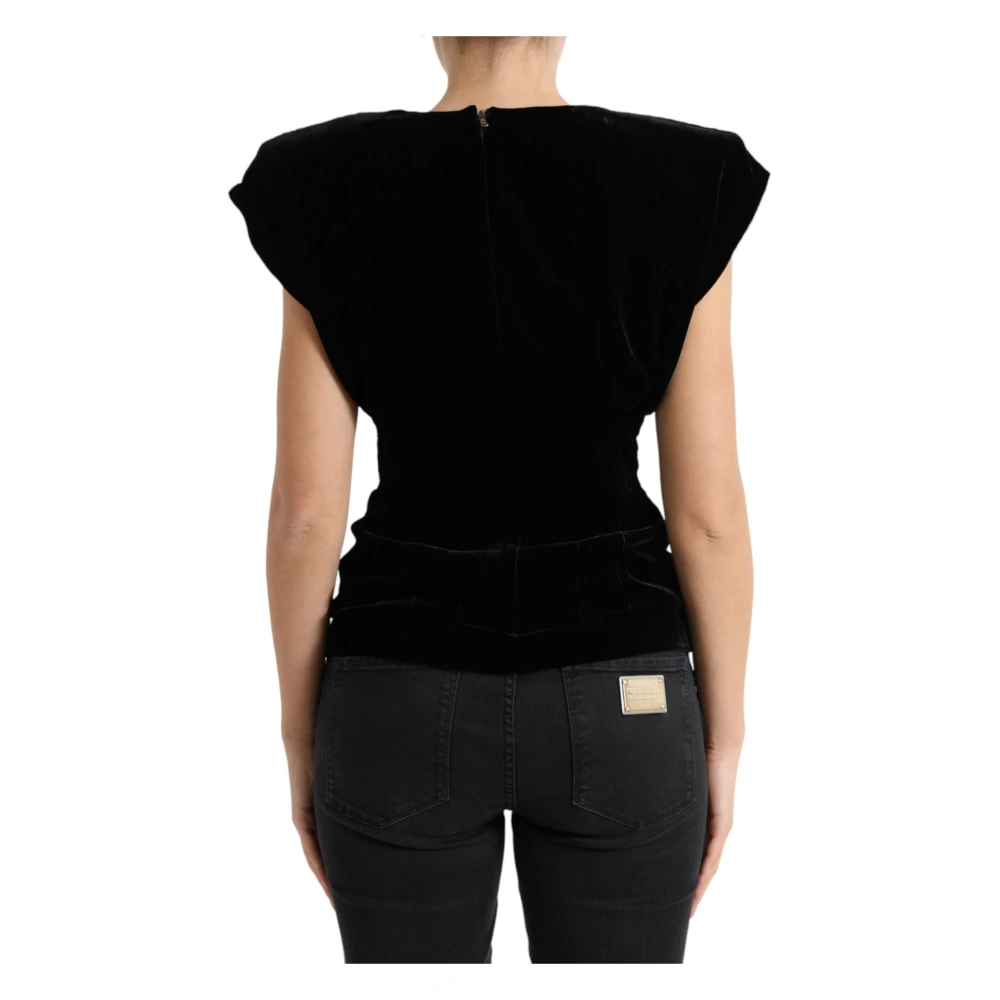 Dolce & Gabbana Fluwelen Schouder Top Black Dames