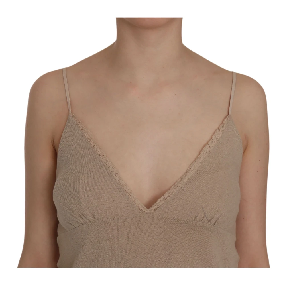 Pink Memories Elegante Beige Spaghettiband Mini Jurk Beige Dames