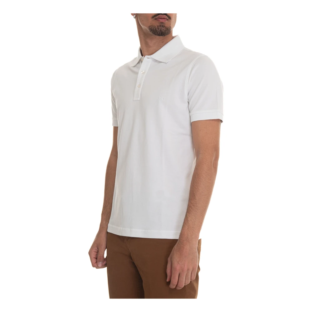 Fay Polo T-shirt met logo in gestructureerde stof White Heren
