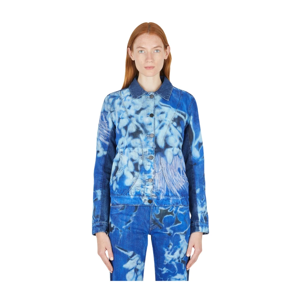 Paula Canovas Del Vas Blue Denim Jackets, Female, L, Printed Denim Jacket