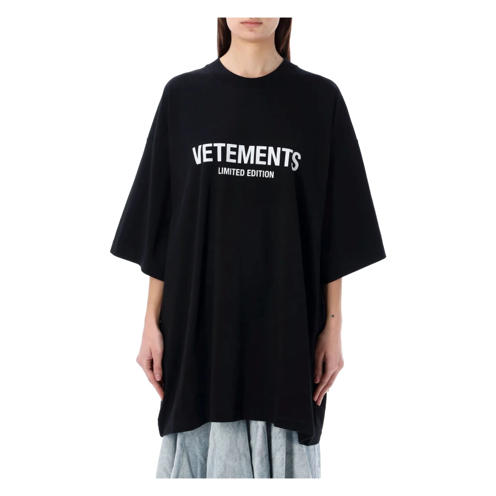 Vetements Zwart T-shirt met logo print Black Heren