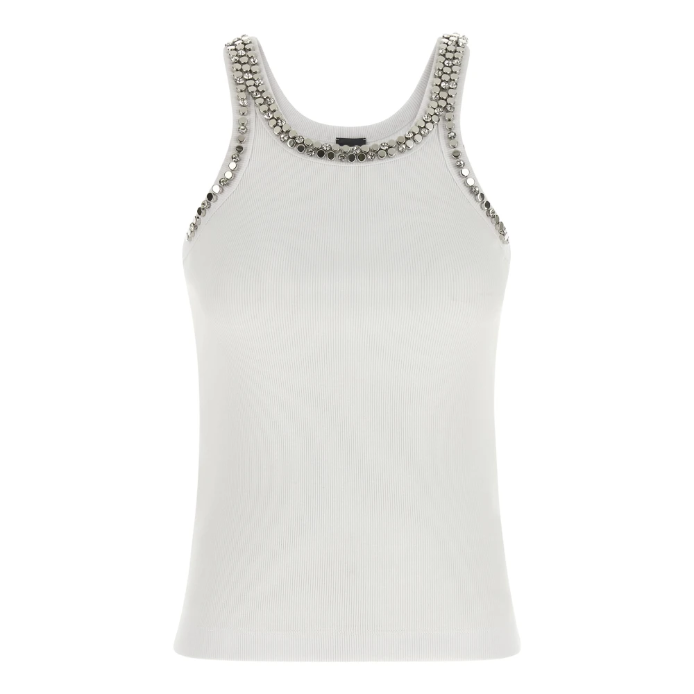 Pinko Women's White Sleeveless Tops, S, Coriandoli Tank Top