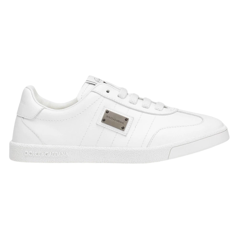 Dolce & Gabbana , Kids Sneakers, Male, White, 32 Eu, Leather Logo Lace Up Trainers