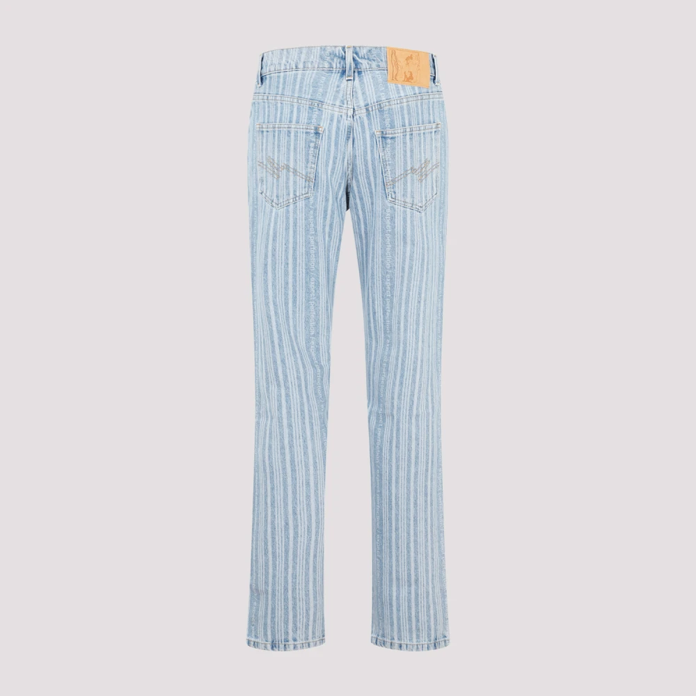 Martine Rose Blauwe Pinstripe Straight Leg Jeans Blue Heren