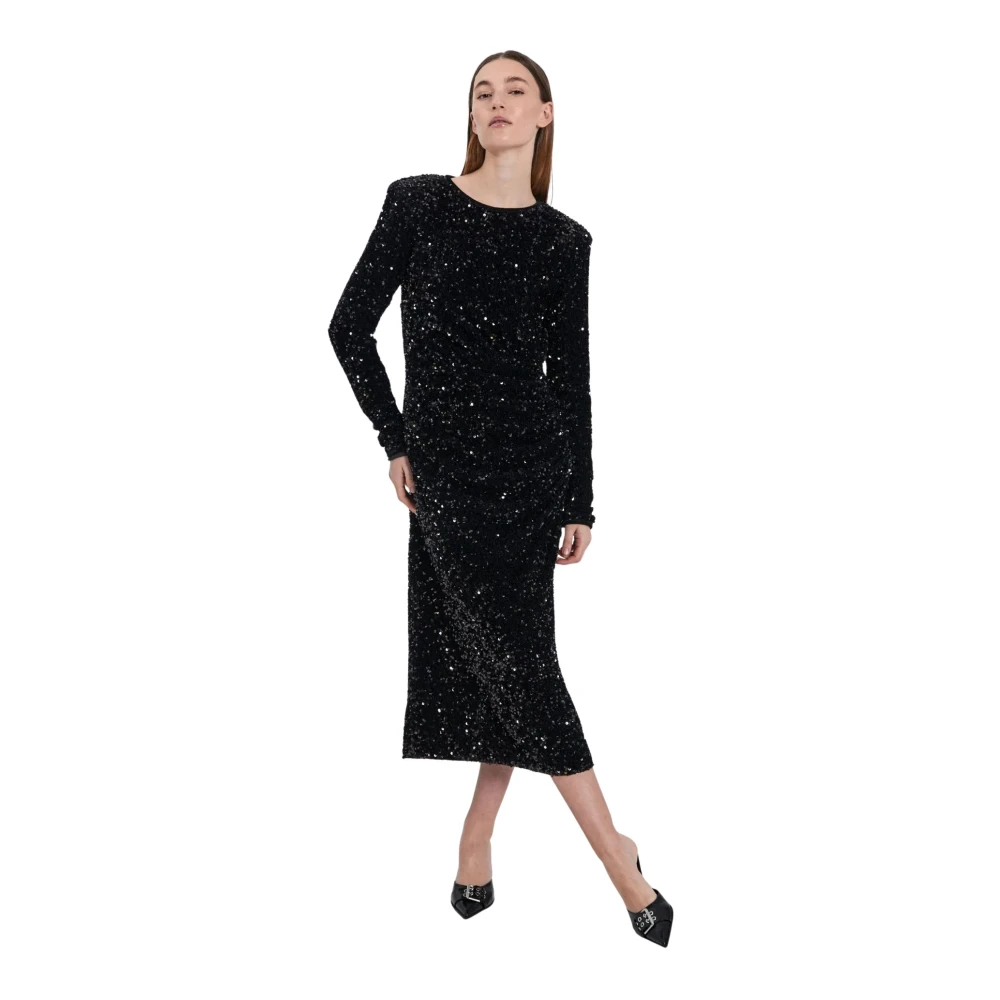 Norr Elegante Midi Jurk Black Dames