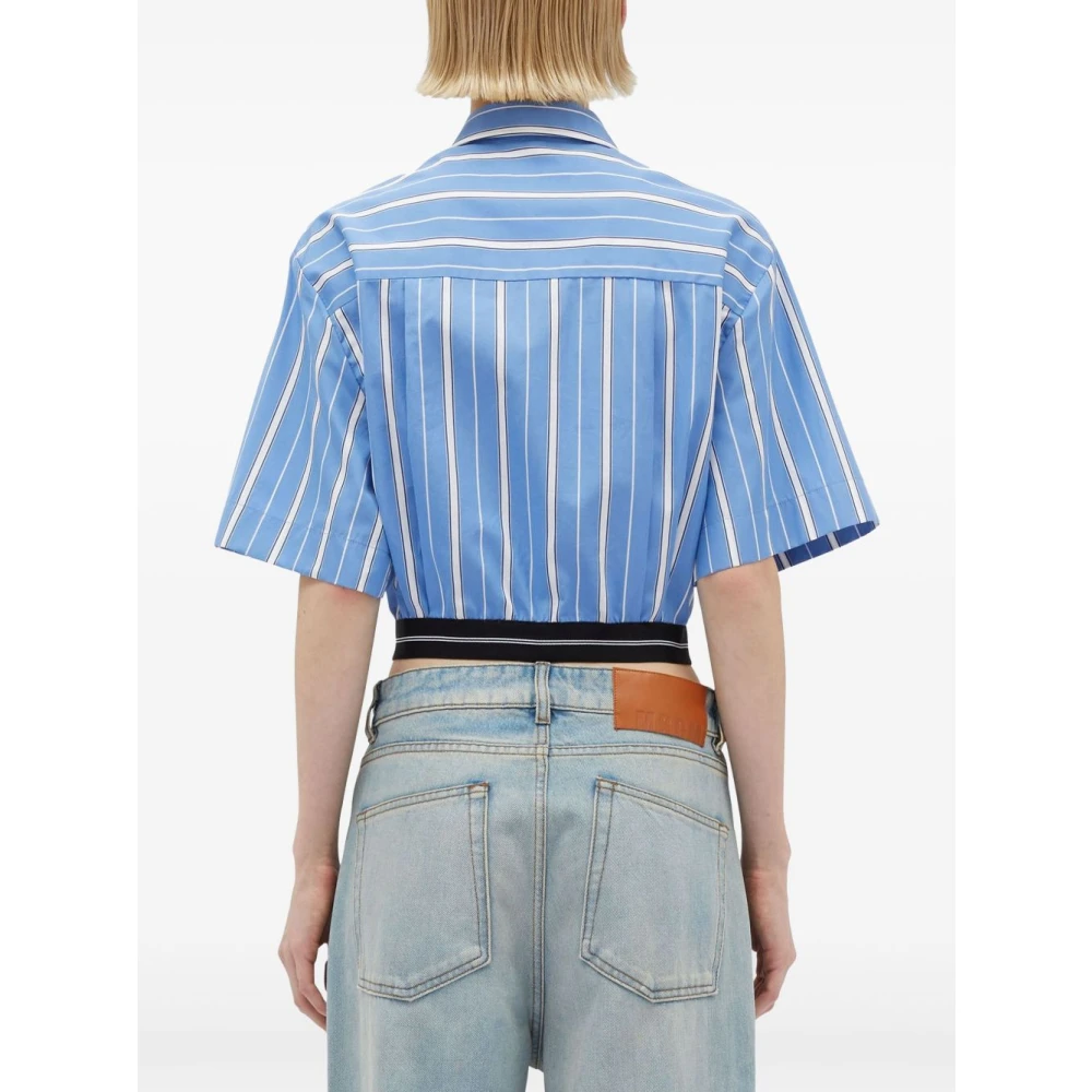 Msgm Blauwe Knoopsluiting Logo Taille Shirt Blue Dames