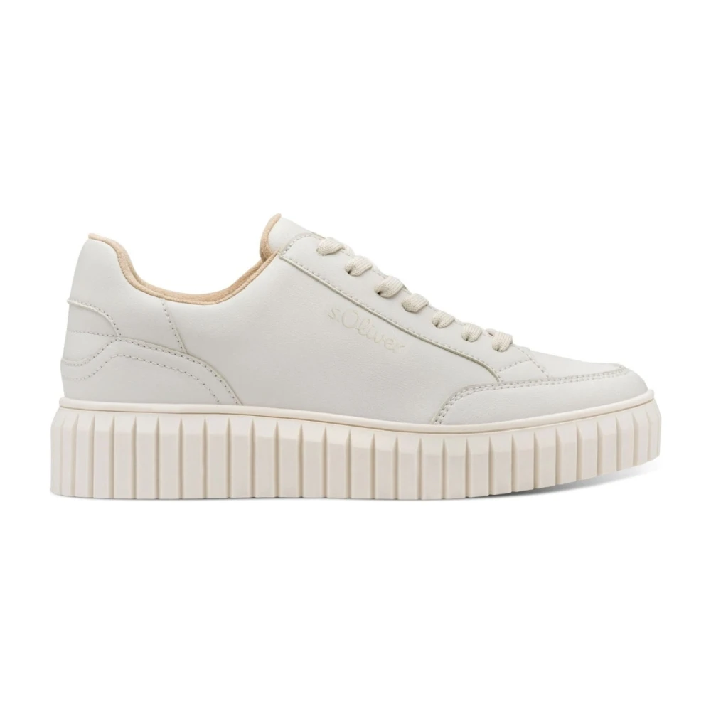 S.oliver Women's Beige Laceup Trainers For - Sneakers - 8 Uk - Shoes