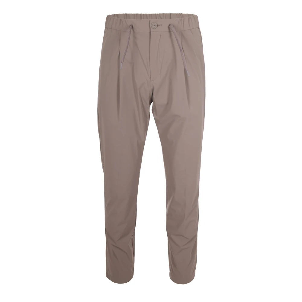 Herno Men's Brown Slim-Fit Trousers, S, Pleated Tapered Trousers