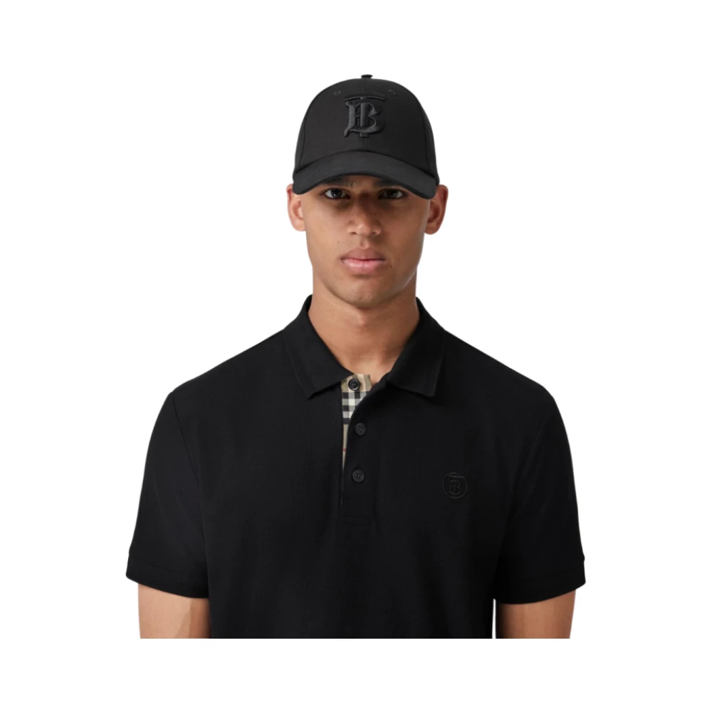 Burberry Katoenen polo met korte mouwen en Monogram Logo Black Heren