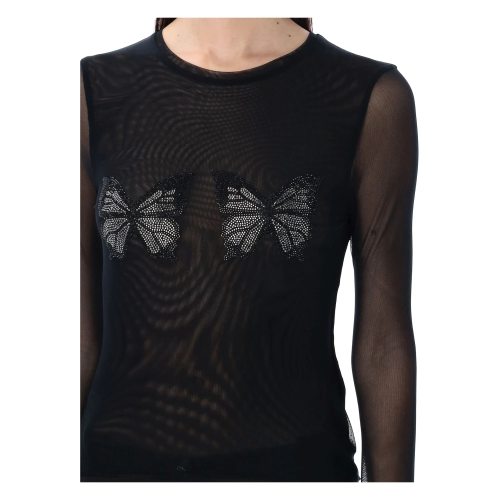 Blumarine Dubbele Vlinder Longsleeve T-shirt Black Dames