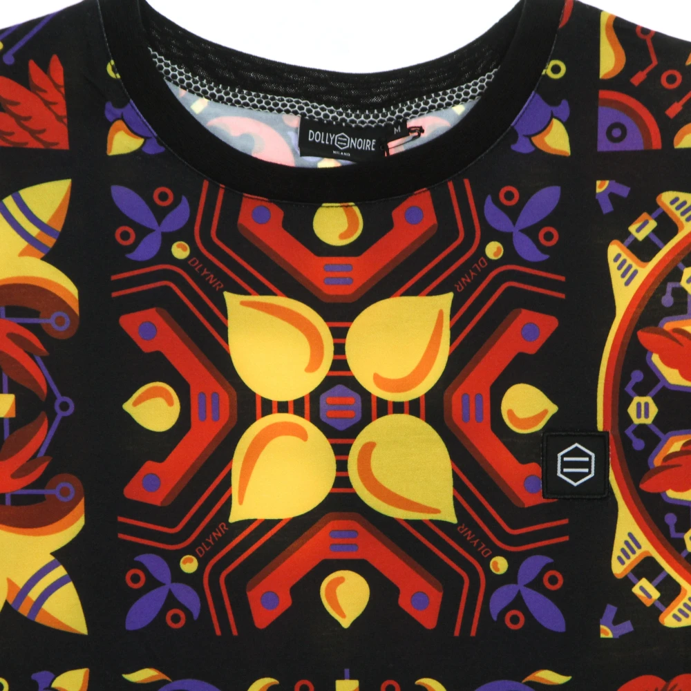 Dolly Noire Rode Majolica Patroon Korte Mouw Tee Multicolor Heren