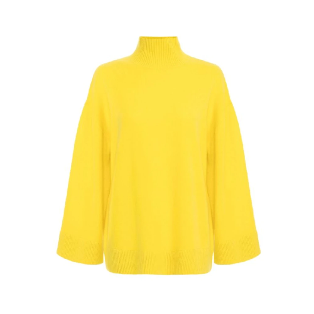 Elisabetta Franchi Cashmere Logo Trui met Drop Schouders Yellow Dames